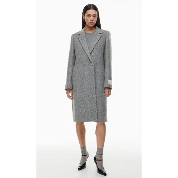 Babaton L The Stedman Coat - Soft Wool Cashmere herringbn grey/white - Picture 2 of 14